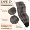 Hetto Remy Real Hair Tape-In Extensions, Balayage, Black with Grey,