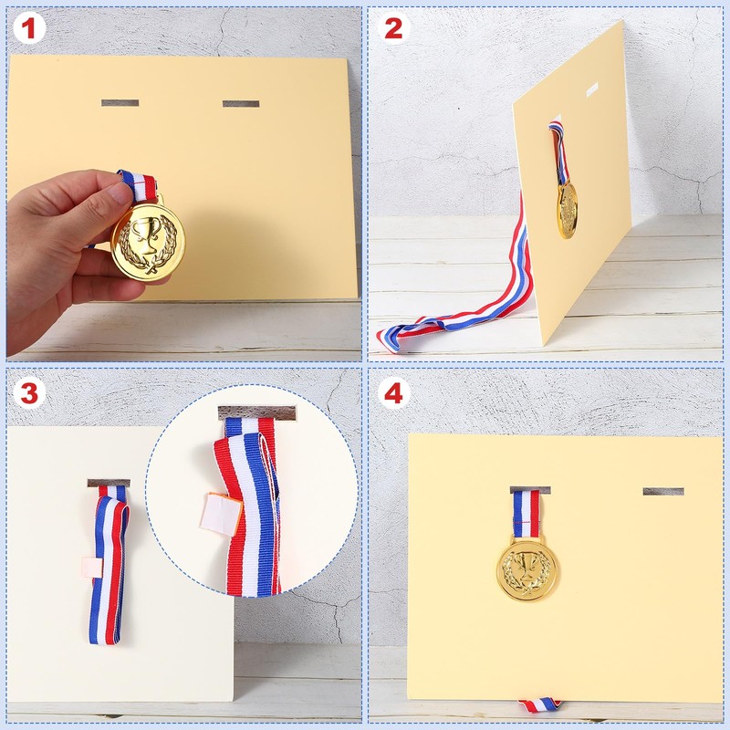 PATIKIL Medal Display Case, 4 Medals Display Frame Medal Shadow