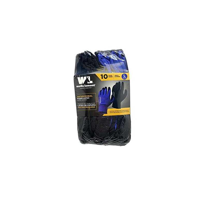 Wells Lamont Men's Antimicrobial Work Gloves Foam Latex Coating Knit