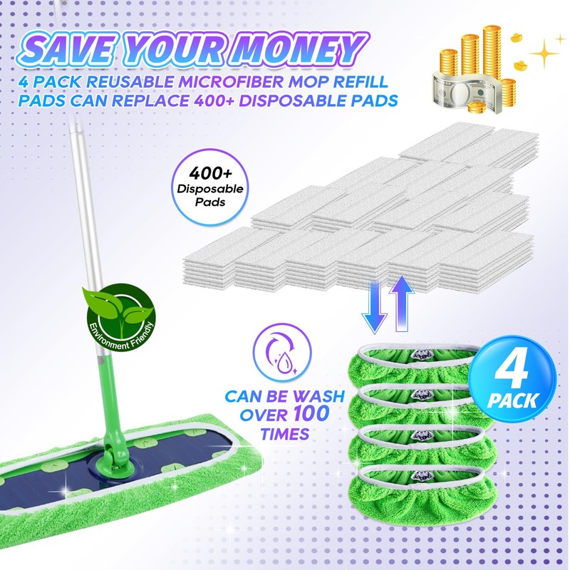 KEEPOW Reusable Wet Pads Refill XL Compatible with Swiffer XL