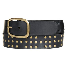 Lucky Brand Women's Rivet Studded Leather Belt - Black - L, Black, Large