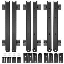 ZOENHOU 3 Pairs 14 Inch Black Keyboard Tray Slides, 22 LB Heavy Duty Ball Bearing Slides Hardware, Computer Tray Keyboard Slider Under Desk Rails Rack with 24 Adjustable Height Bracket and 48 Screws