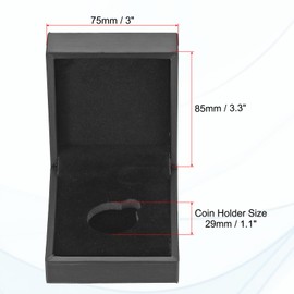PATIKIL Coin Display Box, Coin Presentation Display Box Coin Box Coin Case with Coin Holder Square Fit 29mm Coin for Silver Dollar Collectors, Black