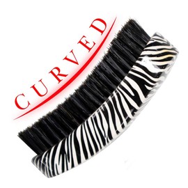Wave Brush Premium Coiler Medium Wavy Curved Hairbrush 50% Boar Bristle 50% Nylon (Zebra)
