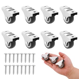 Taicols 8pcs 1.25-Inch Slim Rolling Casters, Heavy-Duty Fixed Casters with Non Rotating Base Ball Bearing Roller Top Plate (1.25in)
