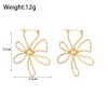 Large Linear Flower Hoop Earrings for Women Geometric Irregular Wire