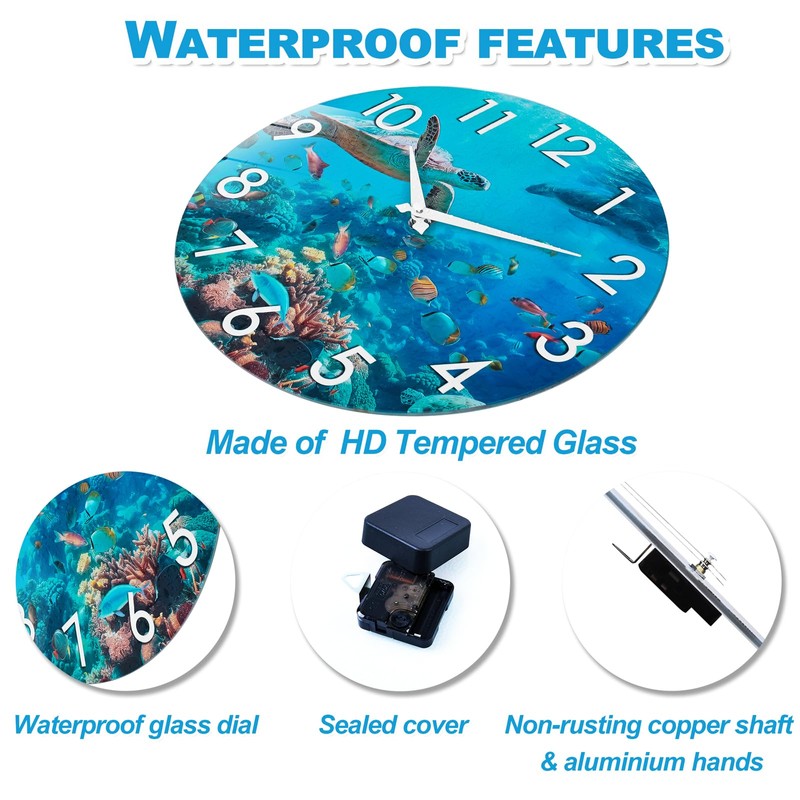 Large Outdoor Clock Waterproof - Coastal Beach Nautical Ocean Wall