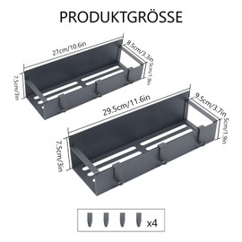 YedZen 2 Stück Gewürzregal Magnetisch Kühlschrank, Magnete Gewürz Organizer, Kühlschrank Magnet Gewürzregal mit 4 Haken, Stark Magnetische Gewürzregale Hängeregal Ohne Bohren