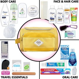 Convenience Kits International Women’s Super Premium 30 PC Travel Kit Featuring: Ensemble of Travel-Size Hair Care and Body Products in Large Coral Toiletry Bag (802) (Yellow)