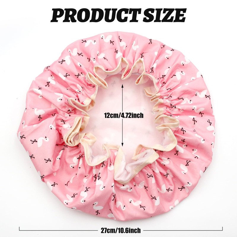 Shower Cap for Women, Elastic Band Waterproof Plastic Shower Cap,