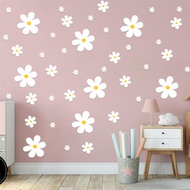 LINZYING Daisy Wall Decal - Daisy Stickers and Decals,Daisy Wall Stickers for Girls Bedroom,Daisy Decorations for Home,Daisy Decorations for Baby Shower (Daisy Flower Wall Stickers)