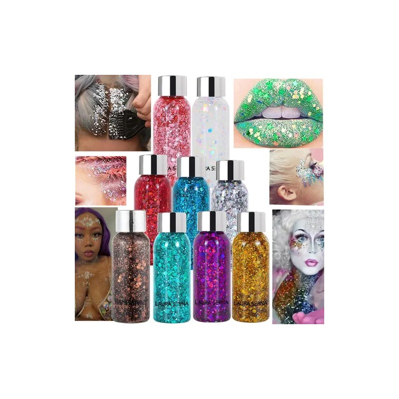 Body Glitter Cabello Cuerpo Brillos Maquillaje Colores Full