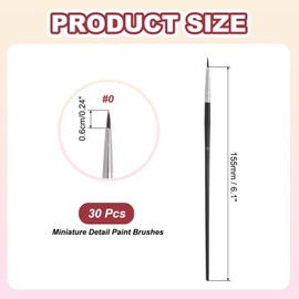 sourcing map 30Pcs Fine Pointed Miniature Paint Brushes(Black #0)