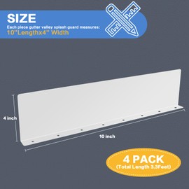 Gutter Valley Splash Guards Straight Roof Rain Diverter Roofing Gutter Guards Gutters for House Residential Flat Shingle Roofs Corner (White,4 Pack)