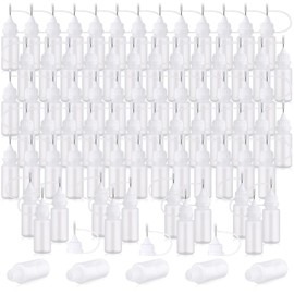 Zhehao 100 Pcs 10 ML Narrow Tip Applicator Bottle Mini Needle Tip Glue Bottle Applicator Precision Translucent Glue for Alcohol Ink DIY Quilling Acrylic Painting