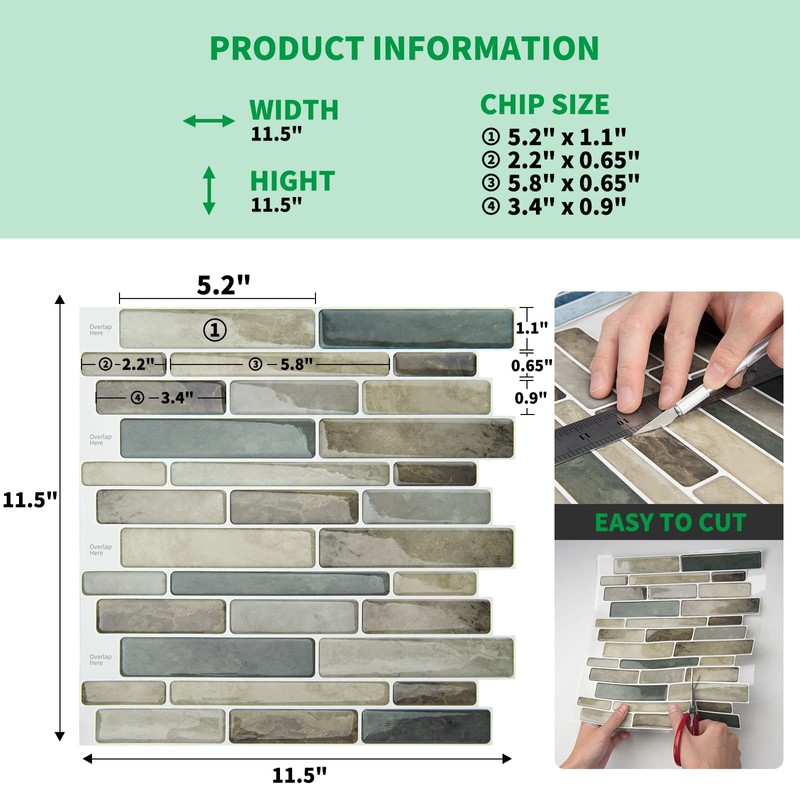LONGKING Marble Peel and Stick Backsplash for Kitchen, 3D Adhesive