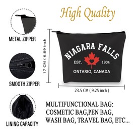 JXGZSO Canada Travel Cosmetic Bag Niagara Falls Ontario Canada Est 1904 Makeup Bag Canada Trip Gift (Niagara Falls Bag)