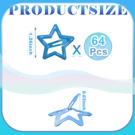 64 Pcs Cute Metal Star Snap Hair Clips for Women Girls,Small Barrettes for Thin/Fine/Short Hair,Strong Hold Hair Accessories (Dark Blue)