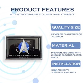 Perdecor US Space Force Flag Sticker Emblem Army Military Decal Car Chrome Flags, 2 Pack, 3 x 2 inches