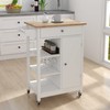 ROCKRAIN White Kitchen Island Cart: Modern Rolling Trolley with Adjustable