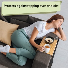 BAM BOO BOX - Sofa Arm tray, Bamboo Sofa tray, Wooden Armchair tray, Foldable Couch tray, Sofa table tray, Flexible Couch arm table, Side Armrest Natural Colour