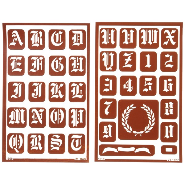 Armour Etch Over N Over Stencil, 1-Inch High Alphabet, 2 Pages