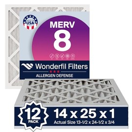 14x25x1 MERV 8 Air Filter (12-Pack) | Wonderfil Filters | Pleated HVAC Design | Perfect Fit for AC & Furnace Systems | Actual Size: 13.5" x 24.5" x 0.75"
