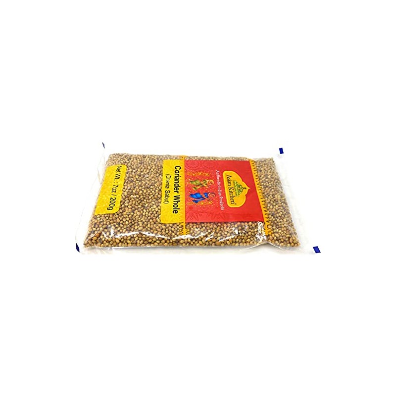 Asian Kitchen Coriander (Dhania) Seeds Whole, Indian Spice 7oz (200g)