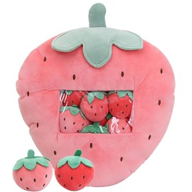 REFAHB Cute Throw Pillow Stuffed Strawberry Toys Removable Fluffy Creative Gifts for Teens Girls Kids,