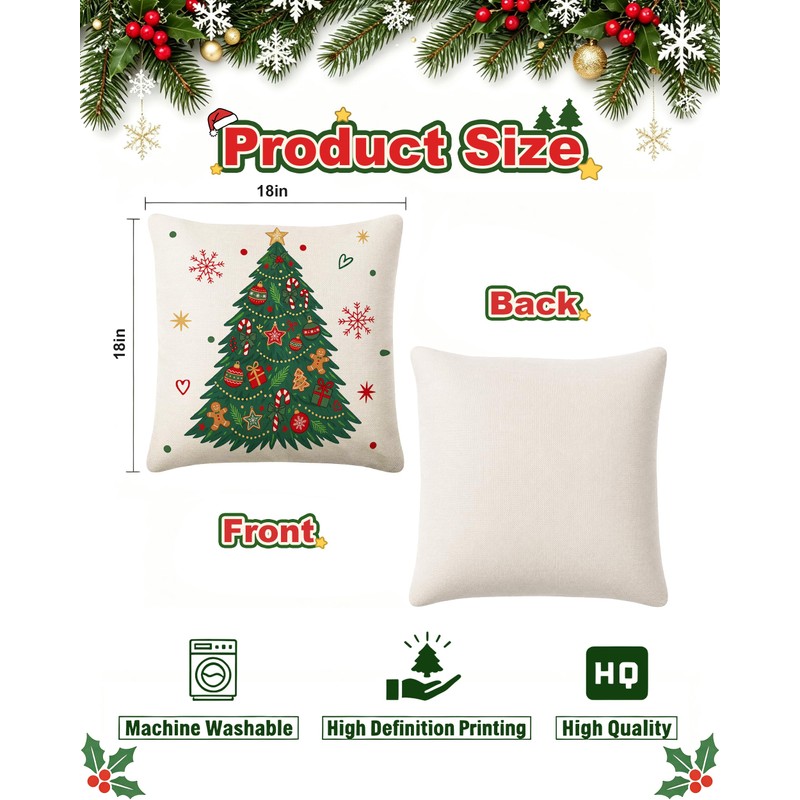 Christmas Pillow Covers (2, Forest Gingerbread, 18×18)