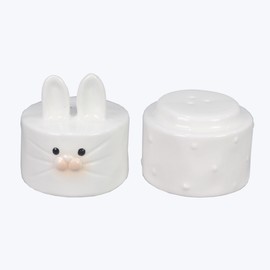 Young’s Inc Stacking Salt and Pepper Set, Cute Easter Bunny Salt Shaker Pepper Shaker Seasoning Set Made of Ceramic for Kitchen Countertop, Pack of 2