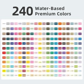 240 Color Acrylic Paint Markers Set – Brush Tips, Quick Dry Permanent Markers for Rock, Egg, Wood, Fabric, Glass, DIY Crafts, Waterproof Fabric Paint Markers for Adult Coloring Books No Bleeding