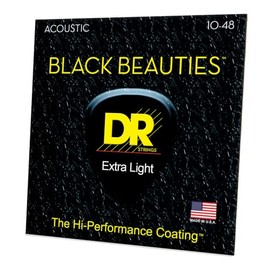 DR Strings Cuerdas de guitarra acústica, Black Beauties - Recubierto negro, 10-48