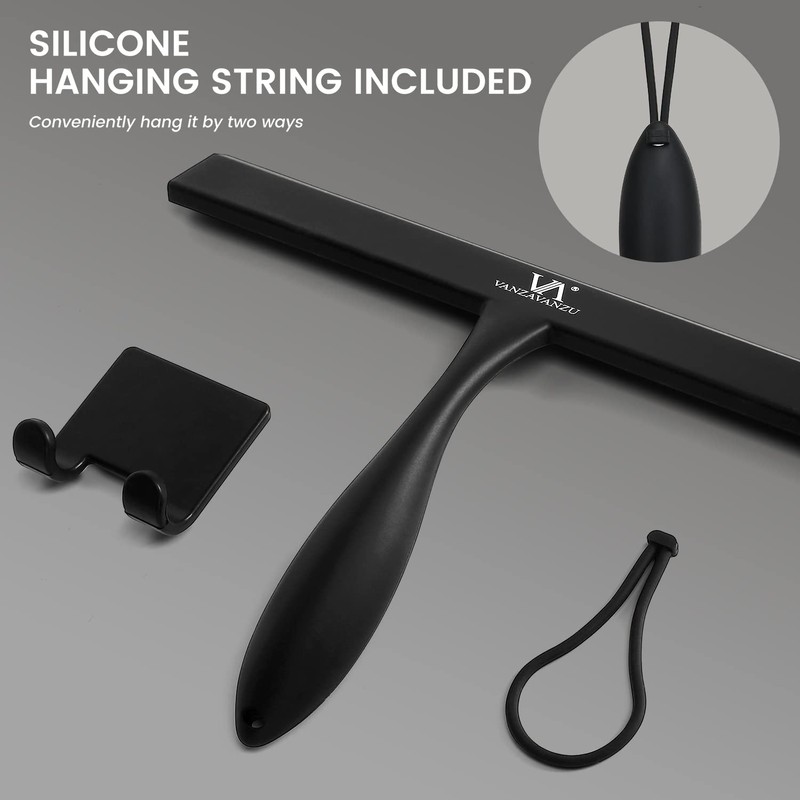 Shower Squeegee for Glass Doors, 11-Inch Silicone Squeegee with Non-Slip