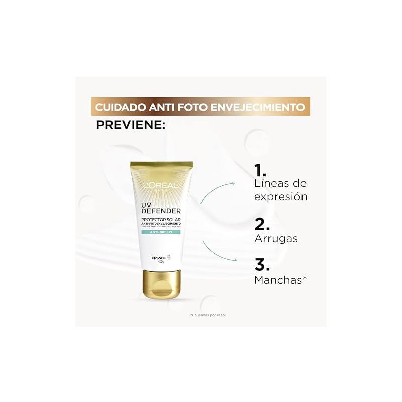 LOréal Paris Kit Protector Solar Diario FPS50 UV Defender Anti-Brillo