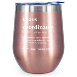 KAIRA Chaos Coordinator Mug Insulated Tumbler 12oz,Funny Tumbler Gifts Idea for Boss,Her, Mom, Coworker, Manager, Teacher, Boss Lady, Office, Wedding,Funny Stemless Cup for Women (Pack of 1)