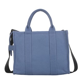 NCDUANSAN Large Canvas Tote Bag Simple one-Shoulder Shopping Bag Lady Letter Printing Commuter Fashion Messenger Handbag(Blue)