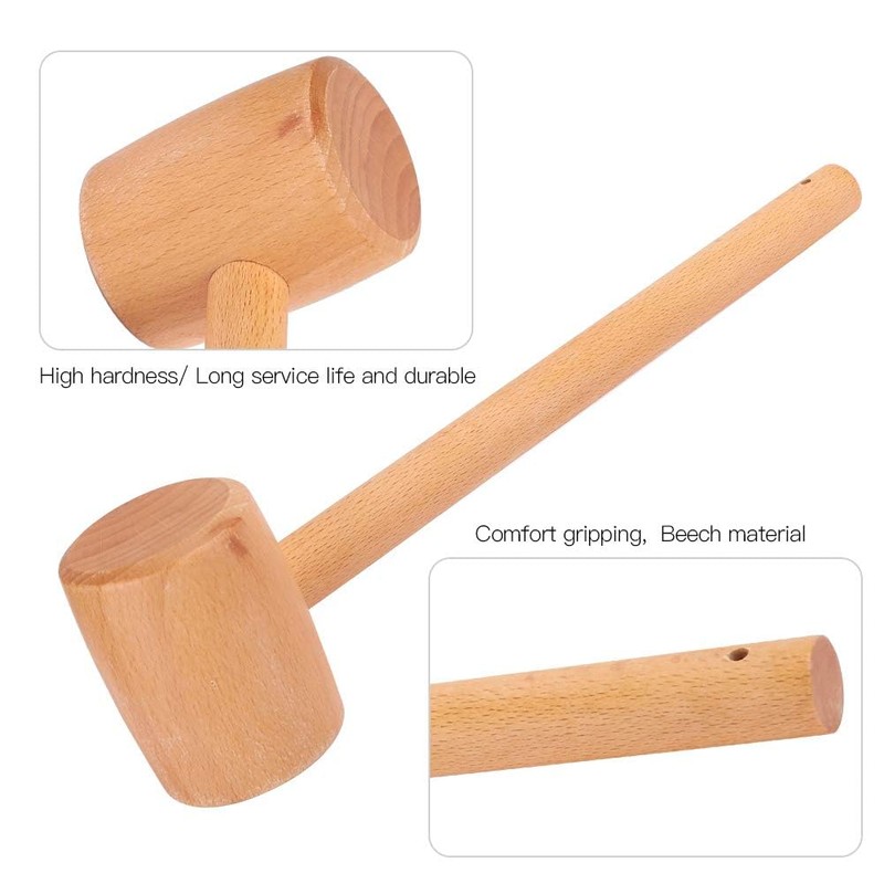 2PCS Wooden Mallet Hammer, Mini Wooden Crab Mallets Hand Craft