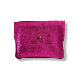 Générique Italian Leather Wallet ID Credit Card Holder Large, fuchsia, Minimalist