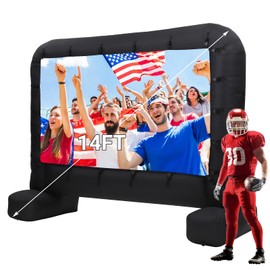 GarveeTech 14Ft Inflatable Projector Screen, Outdoor Movie Screen Support with Quiet Air Blower and Storage Bag Support Front and Rear Projection Perfect for Outdoor, Home Theater, Movie Night, Party