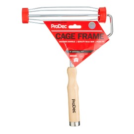 ProDec 9 inch x 1.75" Wooden Handle Trade Professional Paint Roller Frame with Anti-Slip 5 wire Cage and Push Fit Handle for Extension Pole, 9" x 1.75"