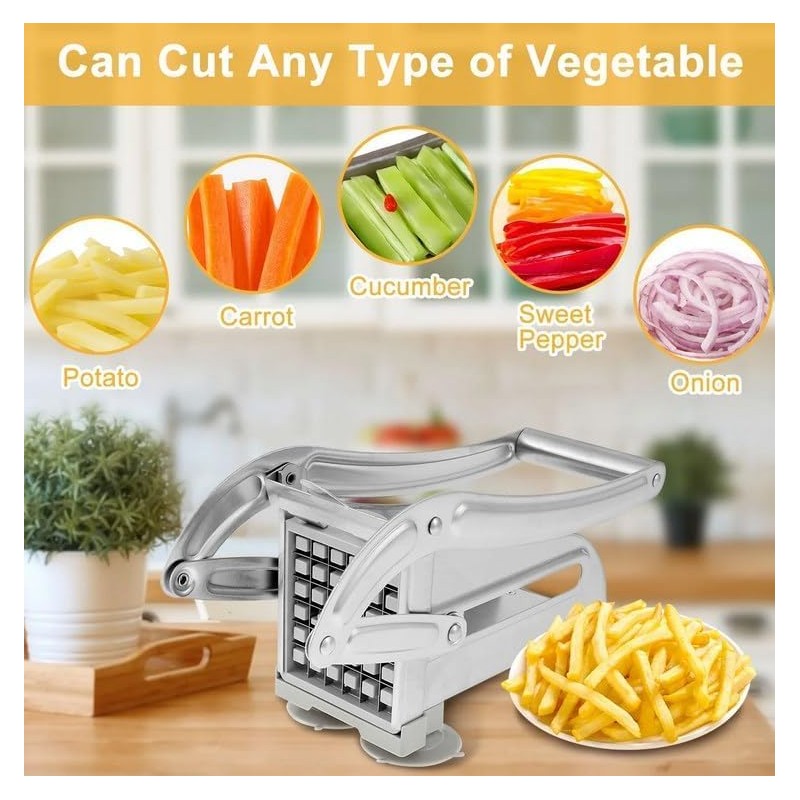 French Fry Cutter, Potato Chipper with 2 Blades Stainless Steel
