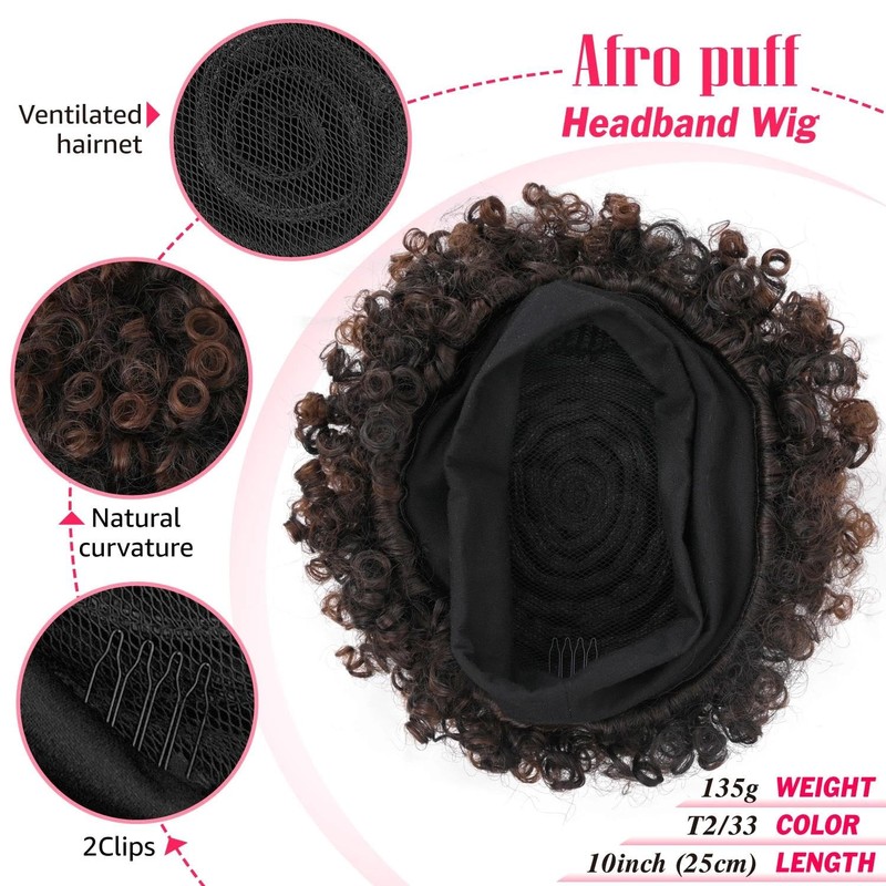 Headband Afro Kinky Curly Wigs For Black Women Short Curly