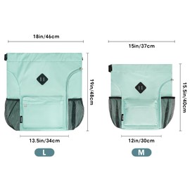 WANDF Drawstring Backpack Sports Gym Bag with Shoes Compartment, Water-Resistant String Backpack Cinch for Women Men (Mint Green,Large)