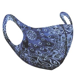 Zac's Alter Ego Non Medical Navy Blue Acid Wash Retro Paisley Print Face Mask/Cover