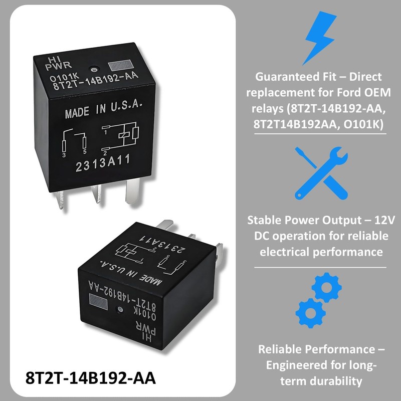 8T2T-14B192-AA Automotive Relay 4-Pack - 12VDC Direct Compatible for Select