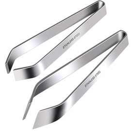2 Pcs Fish Bone Tweezers, Stainless Steel Flat and Slant Tweezers, Pliers Remover Tool (4.6 In)
