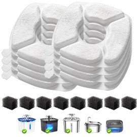16 Pack Cat Water Fountain Replacement Filters with Sponges
