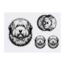 Azeeda 4 x 'Alter Englischer Schäferhund' Temporäre Tattoos - Wasserfest, Hautfreundlich & Ungiftig · Transfers in Verschiedenen Größen (TO00075972)