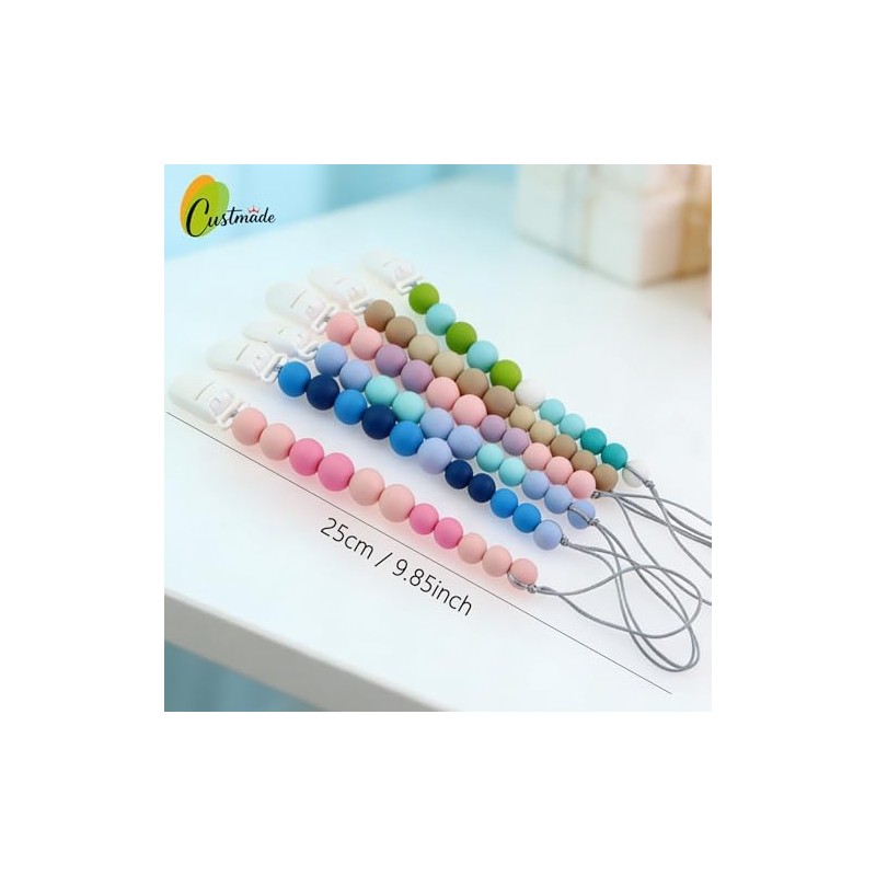 Silicona Porta Chupon para Bebe con Clip Sujeta Chupon (Rosa)